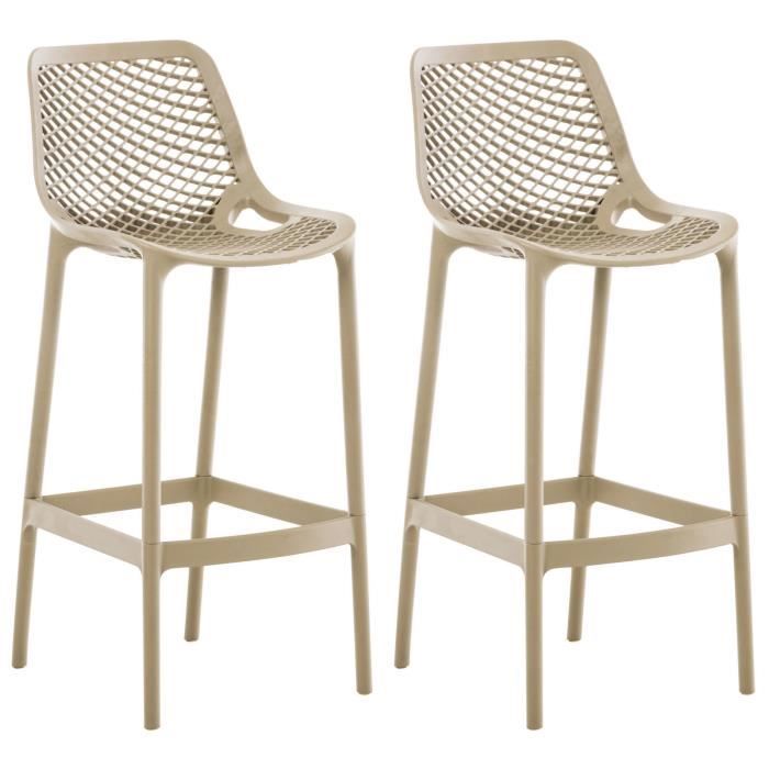 -CLP-Lot de 2 Tabourets dextérieur Air pour bar en plastique avec Repose-pieds-Array