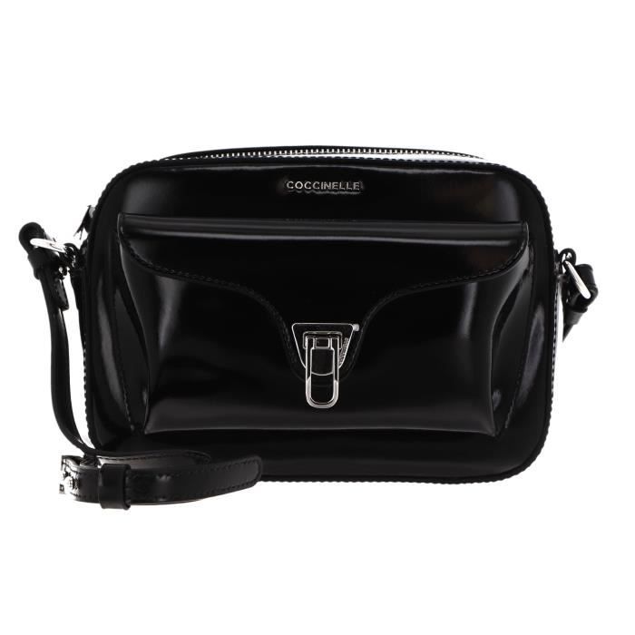 Sac à Main Coccinelle En Cuir De Veau Brillant - Modèle Shiny Calf - Noir - Italie - Neuf Avec étiquettes