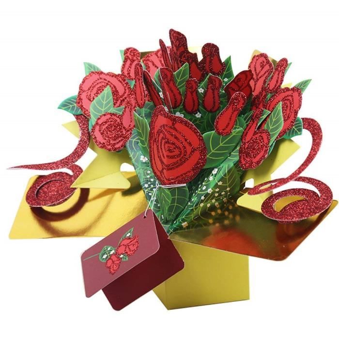 Diercosy 3d Rose Fleur Pop Up Carte Bouquet Creux Carte De Voeux