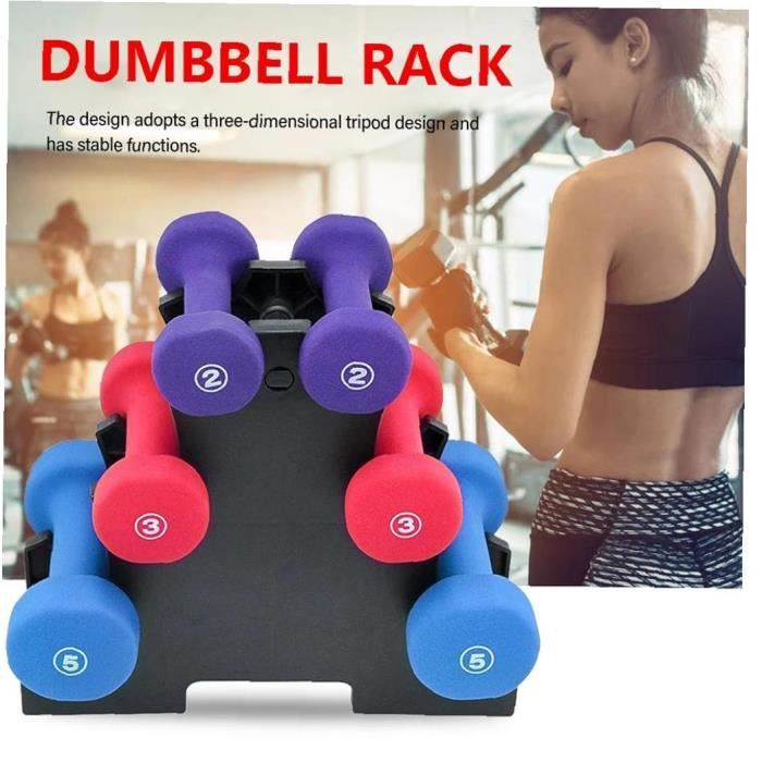 Support D'Haltères Rangement Compact Et Solide Pour Haltères à La Maison Ou Salle De Sport – Support De Rangement Antidérapant En PP Résistant – Couleur Bois – 23×22,5×8,5 Cm