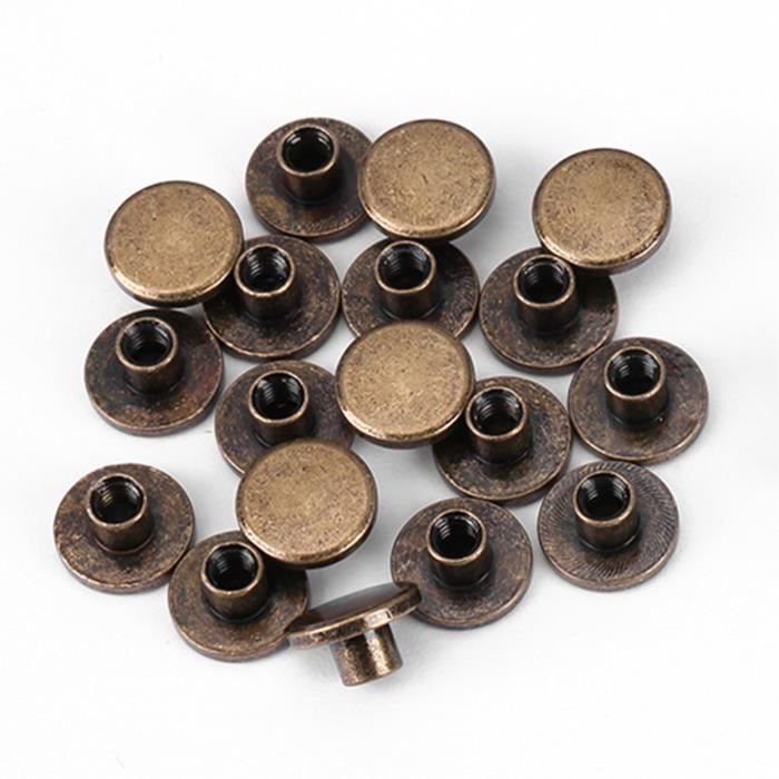 Rivets à tête plate 20pcs tête plate cuivre laiton vis écrous clous rivets accessoire de capuchon en cuir (5mm)