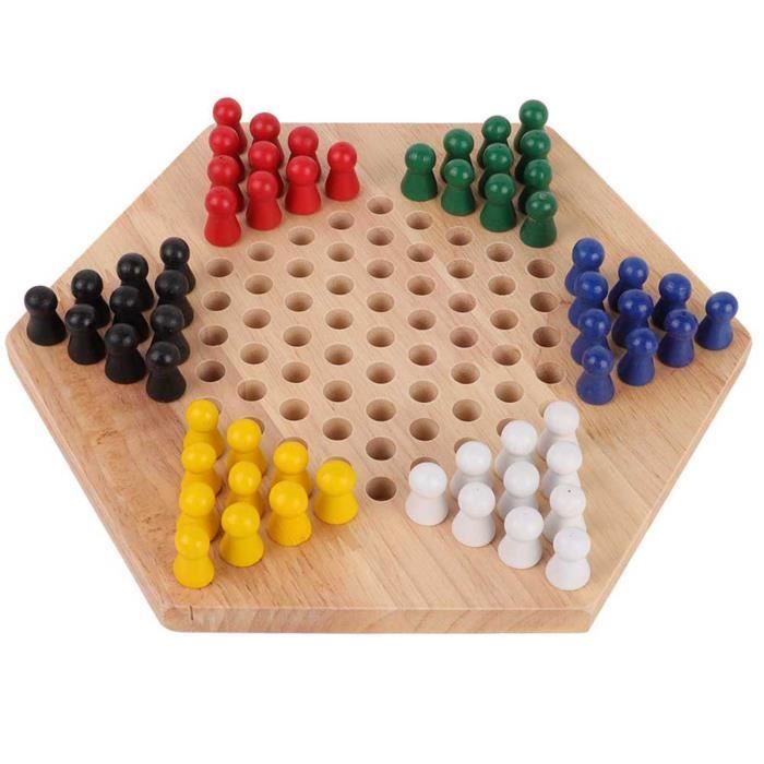Jeu De Dames Chinoises En Bois – Plateau Traditionnel Avec Piquets Colorés, Pour Enfants Et Adultes Dès 6 Ans