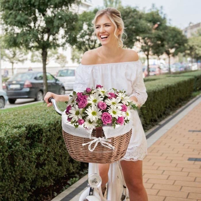 Chat Chien Vélo Avant Guidon Panier Animaux Siège En Osier Tissé À La