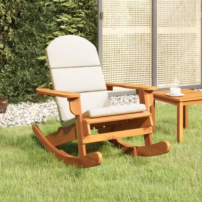 FAMIROSA Chaise à bascule Adirondack avec Coussins bois Massif dAcacia-0036