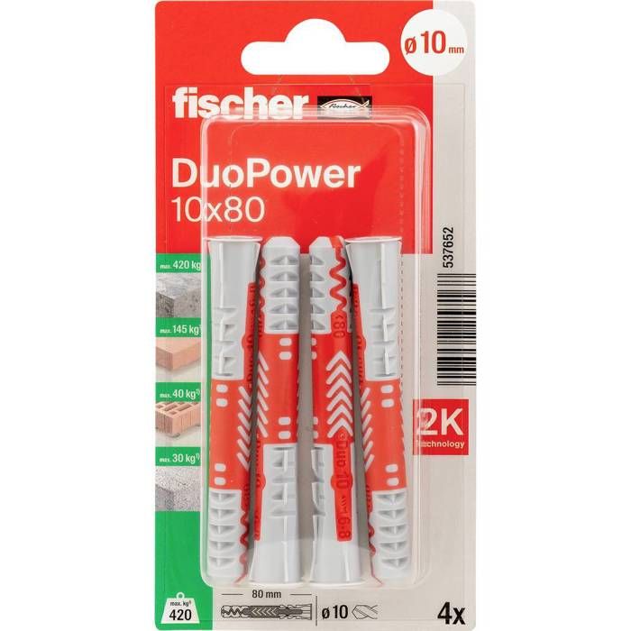 Cheville FISCHER DuoPower 10 x 80 K NV 80 mm Ensemble 1 set