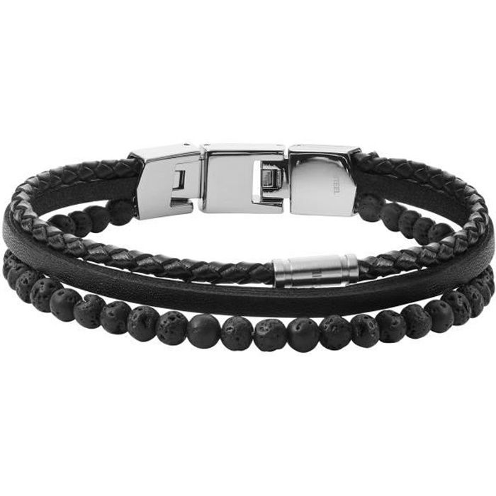 Bracelet homme - FOSSIL - Bracelet Fossil Pierre de lave et cuir , -  Achat/vente montre - Cdiscount