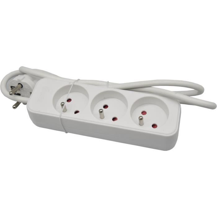 Bloc ménager GAO 3 prises 2P+T Avec protection enfants conforme NF