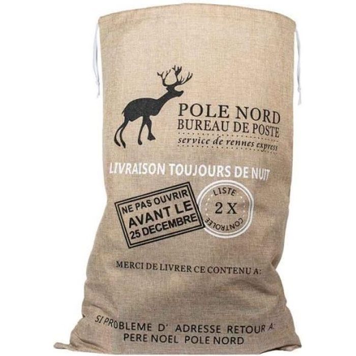 Hotte Du Pere Noel Sac En Toile De Jute Beige 70 Cm Achat Vente Coffret De Decoration Soldes Sur Cdiscount Des Le 20 Janvier Cdiscount