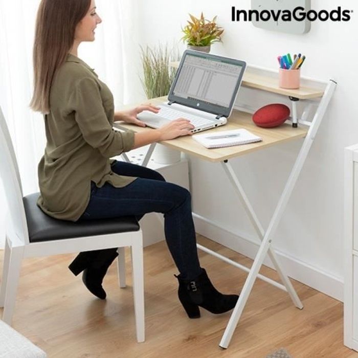 Bureau pliable avec étagères - INNOVAGOODS - Tablezy - Pliable & portable - Étagère amovible - Sans montage