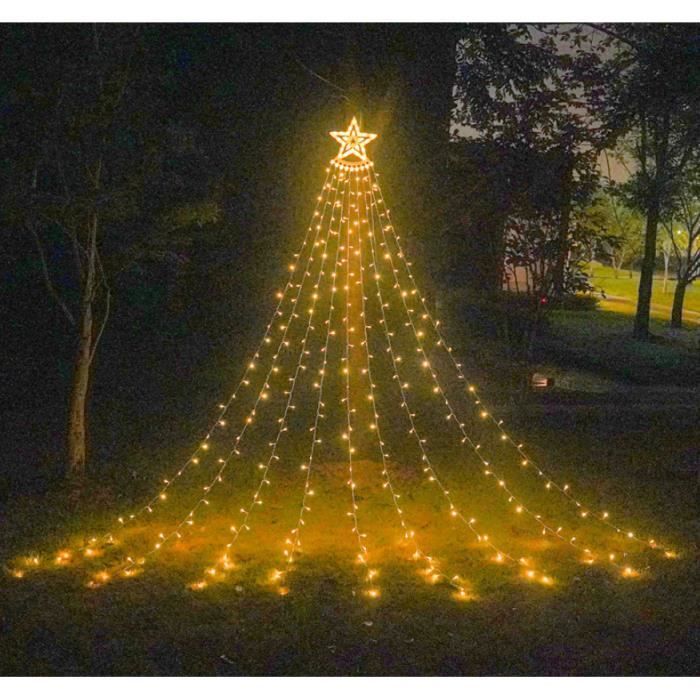 350led noël arbres étoile lumières de cascade,decoration guirlande lumineuse exterieur etanche fairy lights pour fete mariage