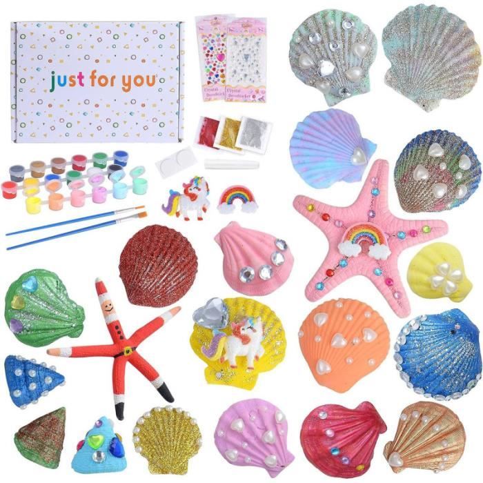 Kit De Peinture Sur Coquillages – 12 Coquilles + Peintures – Activité Créative Enfant – Cadeau Dessin