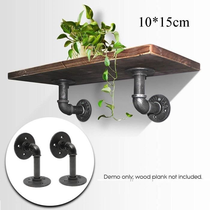 2 Pcs Support Etagere Mural Retro En Metal Avec Vis Support Tablette Mural Style Industriel Rural 15cm X 10cm Sans Planche Cdiscount Maison