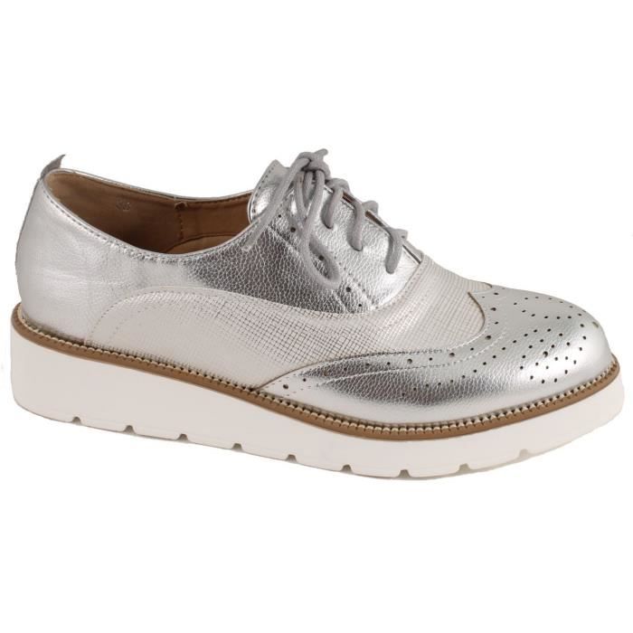 derbies femme argenté