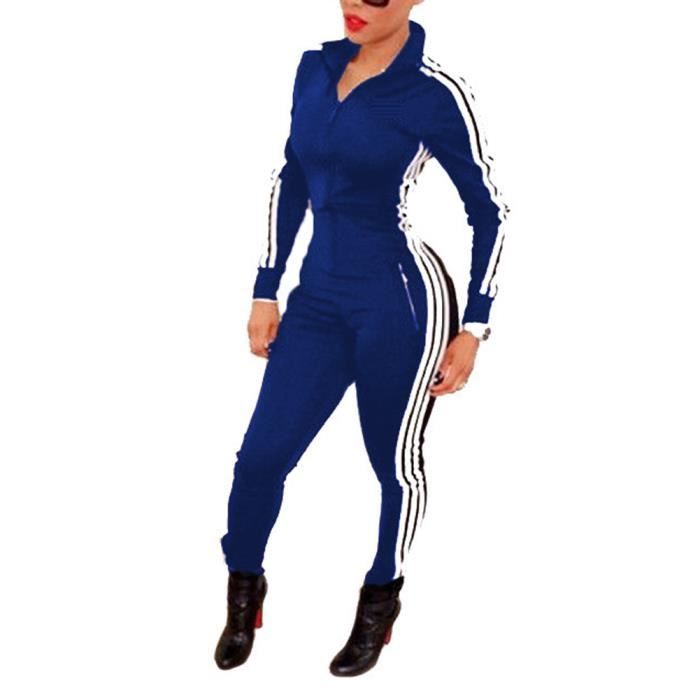 Minetom Femme Automne Combinaisons Tenue de Sport Manches Longues Survêtements Pantalons Joggings Sport Rompers Jumpsuit