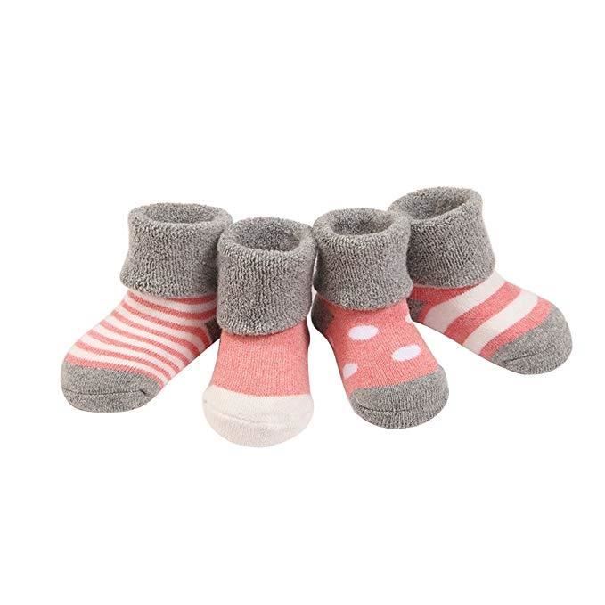 4 Paires Chaussettes bebe naissance en Coton Épaissir Chaussettes Chaude  Automne et hiver 0-3ans