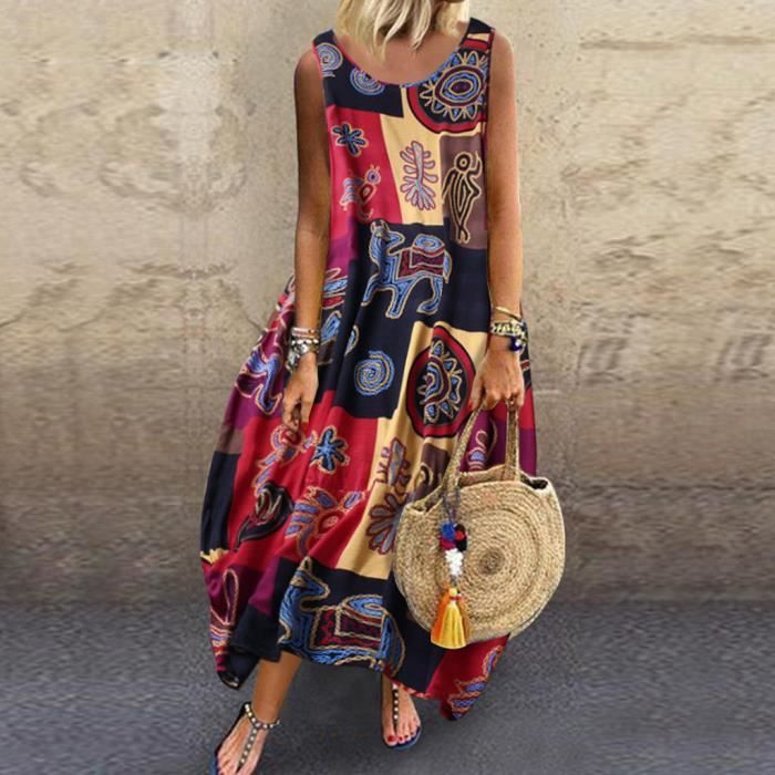 Pull Femme Hiver 2025 - Imprimé Floral Boho, Col Rond, Manches Longues - Tunique Oversize élégante