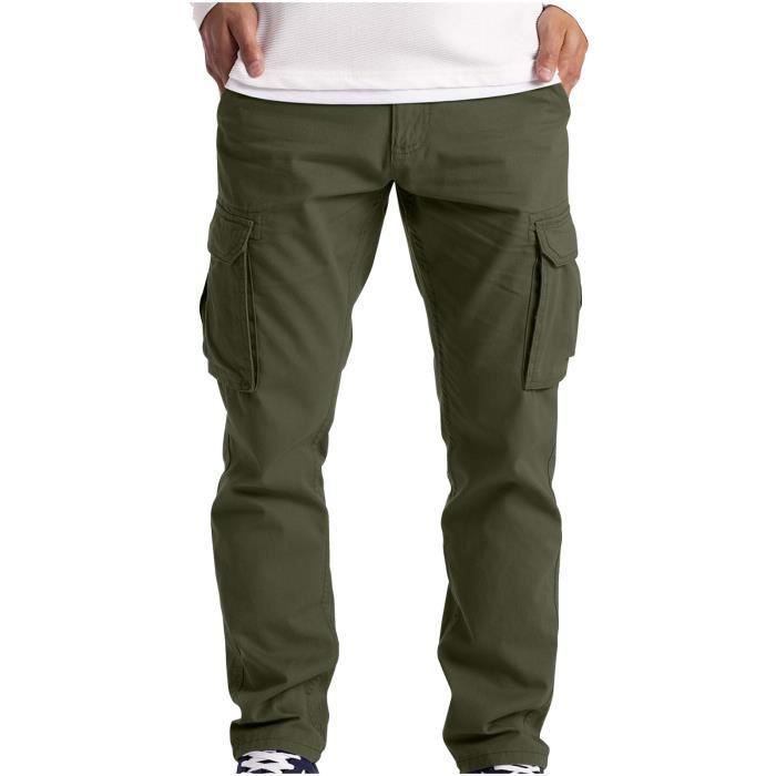 Pantalon cargo pour hommes Vêtements de travail cargo de sécurité au combat 6 poches verte