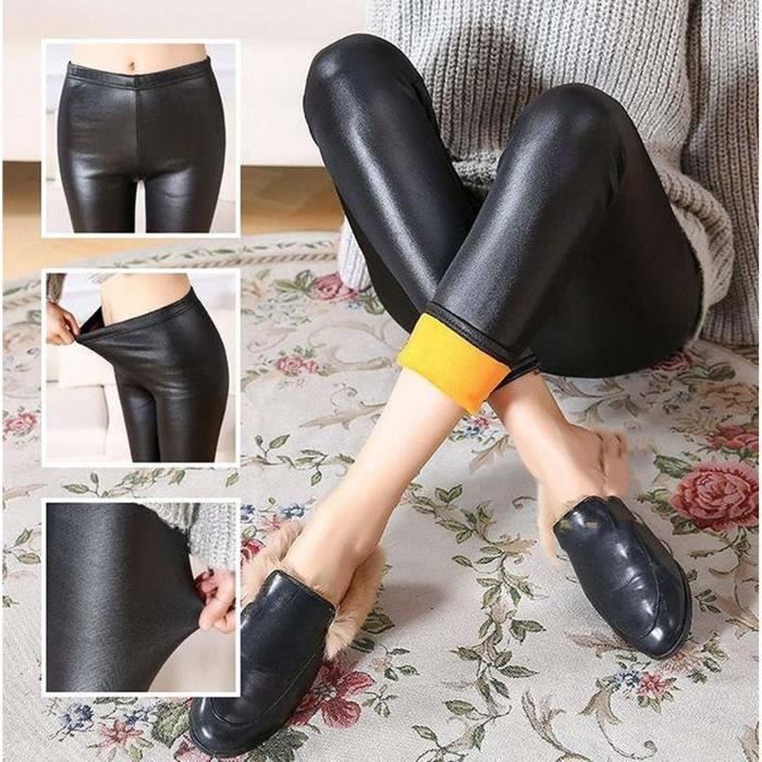 Pantalon cuir store lacets femme
