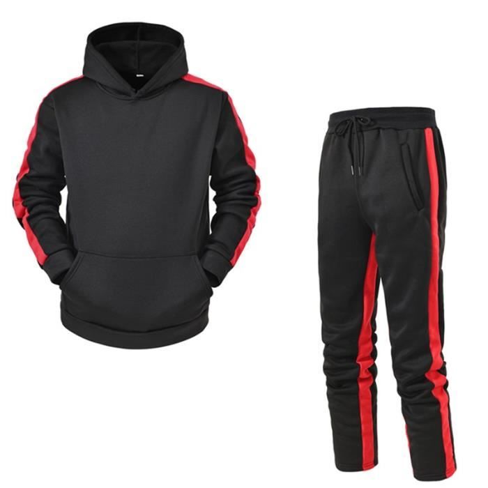 Survetement Homme Ensemble Sweat Shirt a Capuche et Pantalon de Sport Jogging Noir Col capuche Homme
