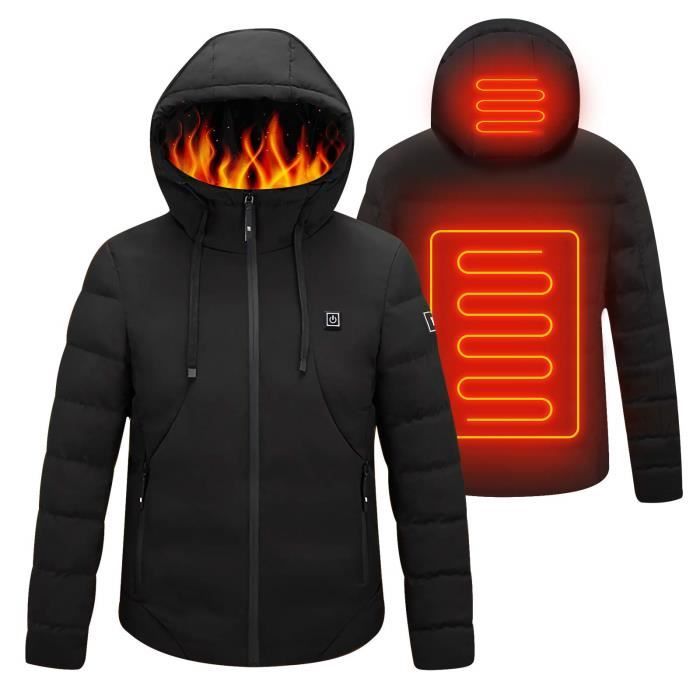 Veste chauffante capuche pour homme veste d hiver coupe vent et