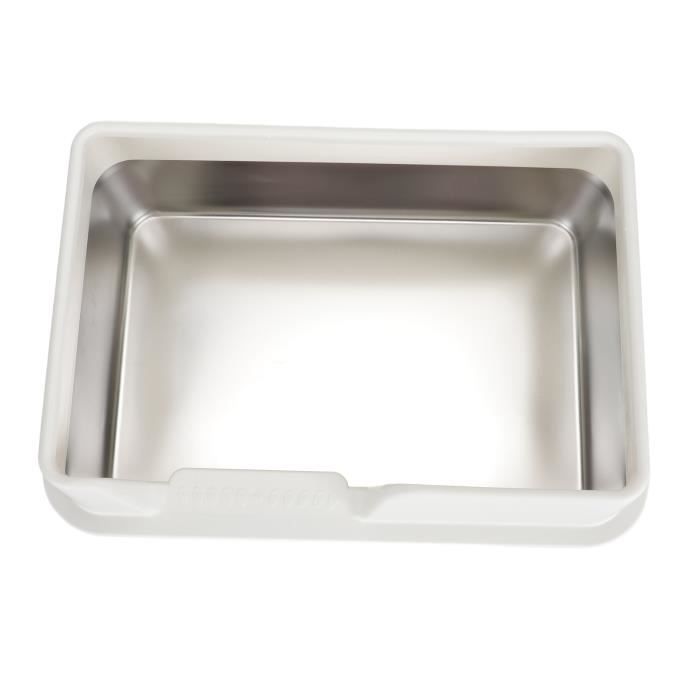 Meilleurs prix pour OMABETA bac à litière à côtés fermés en acier inoxydable Bac à litière en acier inoxydable, côtés hauts, animalerie collier Blanc