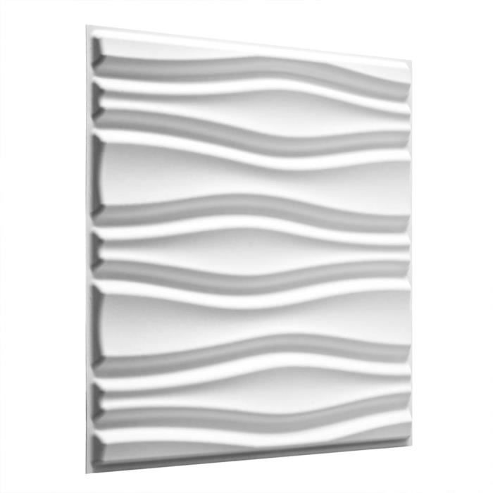 Panneaux Muraux 3D Noirs Vague – 32 Pièces PVC 12x12in – Déco Design