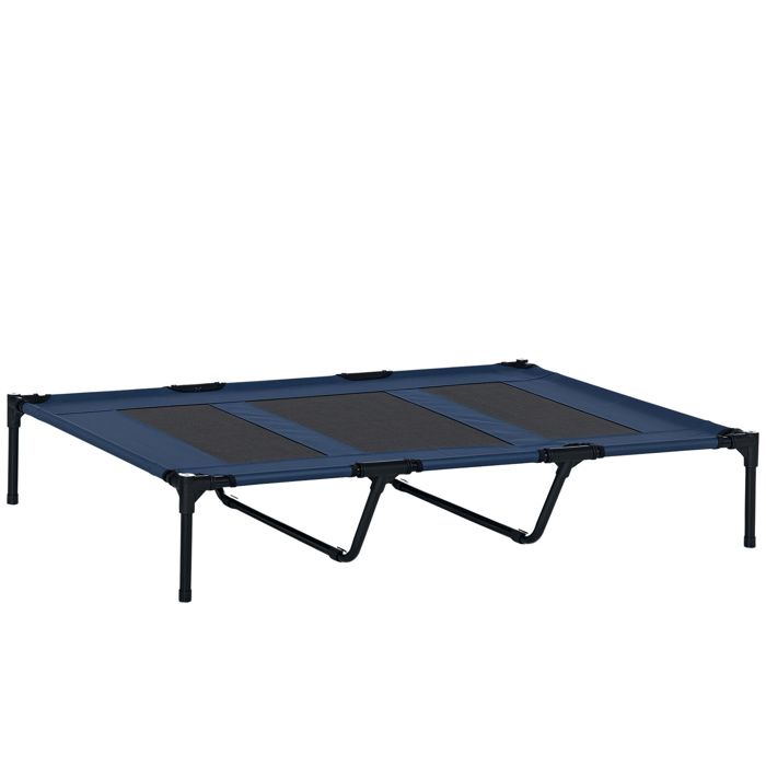 Lit sur pieds - PawHut - XXL pour chien chat lit de camp animal grand confort - métal - 122x92x23cm - bleu foncé