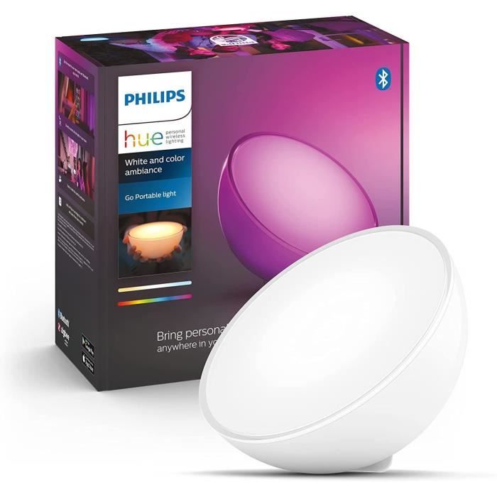 Philips Hue Go Lampe portable connectée White and Color Compatible Bluetooth, fonctionne avec Alexa,
