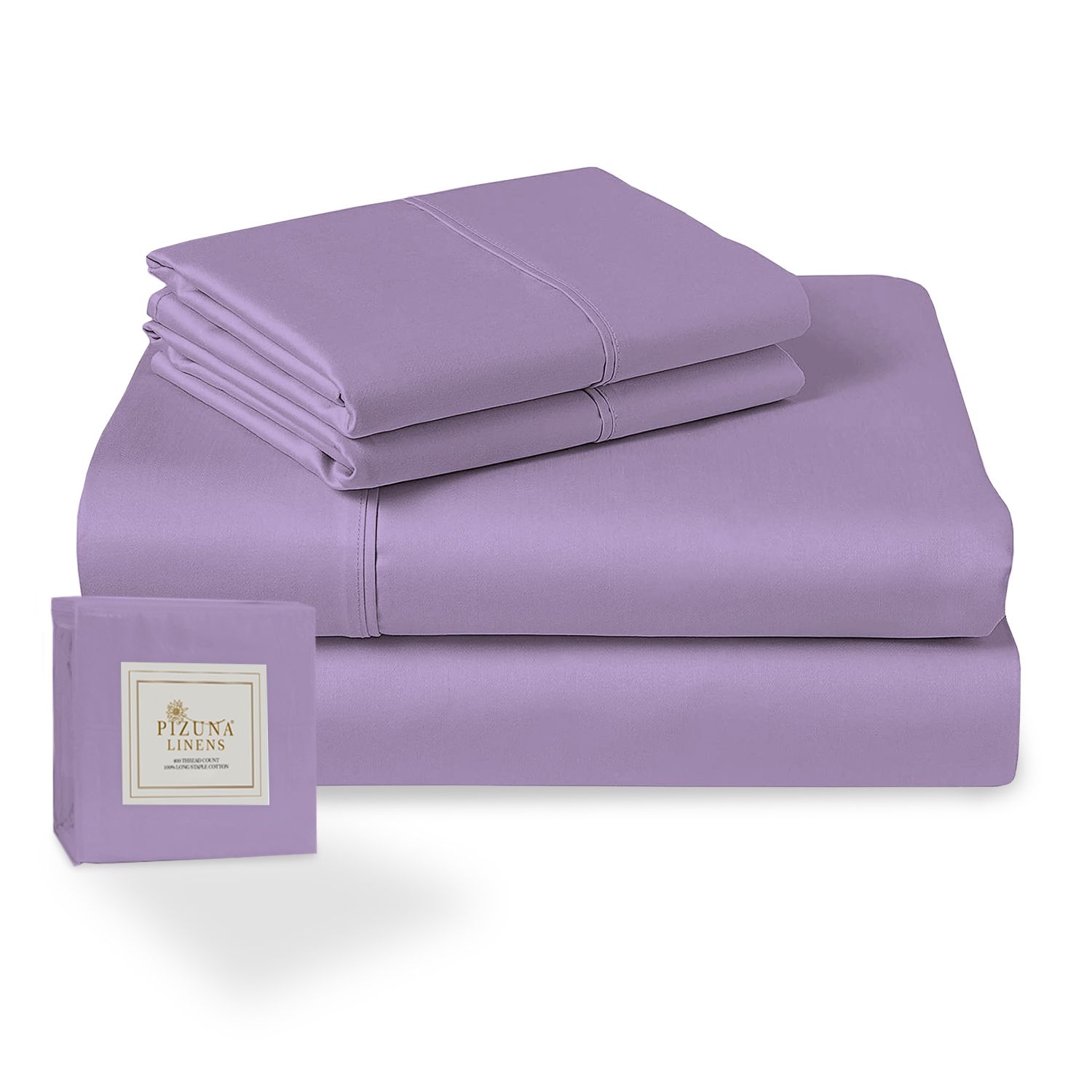 100% Coton Parure de lit Pour 2 140x200 Violet Coton Mercerisé 400 fils 1Drap Housse 1Drap plat 2taies doreiller 1 Traversin