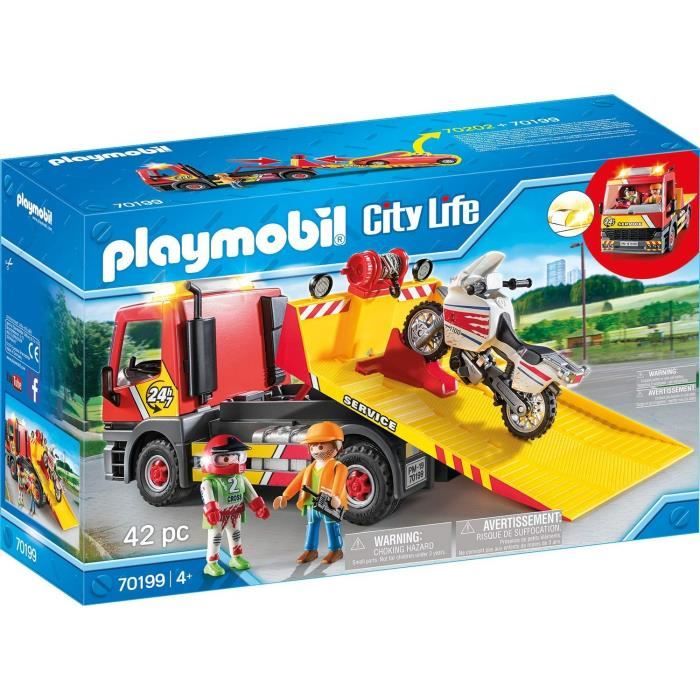 PLAYMOBIL City Life - Camion de dépannage avec moto-cross et personnages