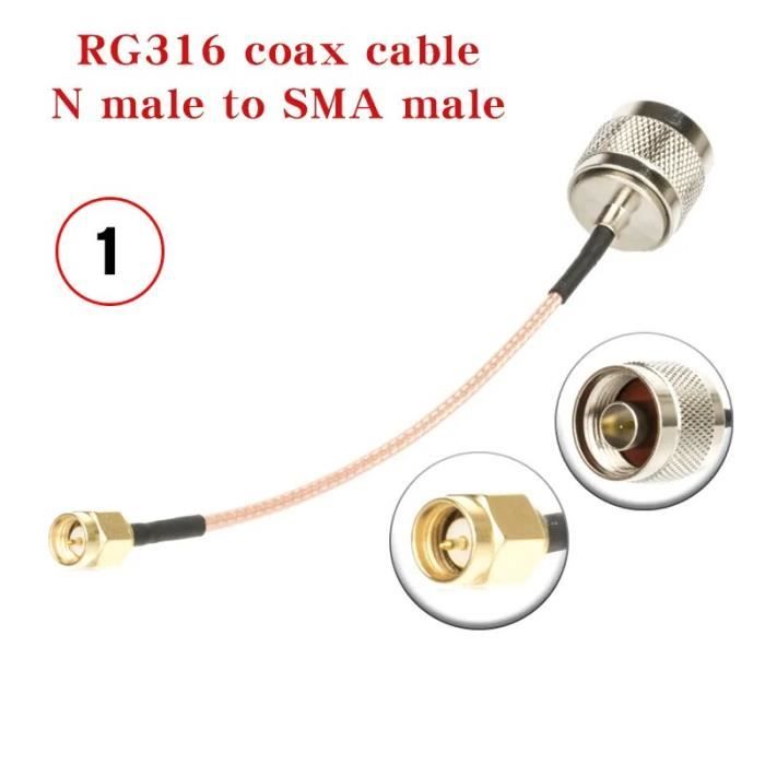 SMA Câble Coaxial RG316 15cm Connecteur SMA Mâle à BNC Mâle Extension