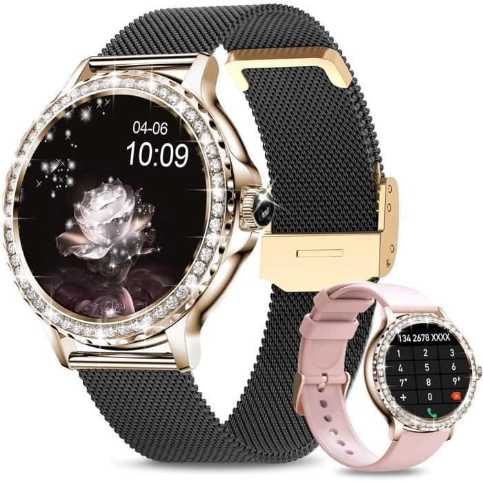 Montre Connectée Femme Homme avec Appel Bluetooth, 1.96HD Smartwatch 113+Sportifs Montre Sport, Moniteur Sommeil/Fréquence Cardiaque/Podomètre Etanche IP68 Montre Intelligente pour Android iOS Rose