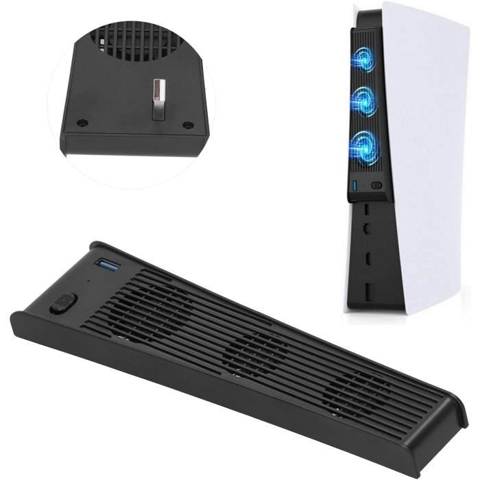 Ventilateur Refroidisseur Externe Pour PS5 Slim - 3 Ventilateurs LED, USB 3.0, Deux Vitesses