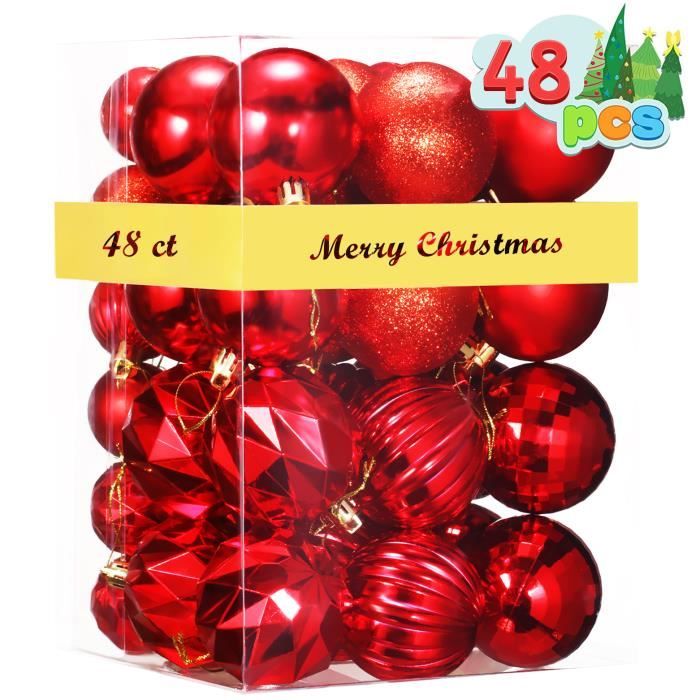 Boules De Noël Incassables – Lot De 24 Rouges (pailletées, Mates, Scintillantes) – 3 Cm – Décoration Sapin Sécurisée - 11