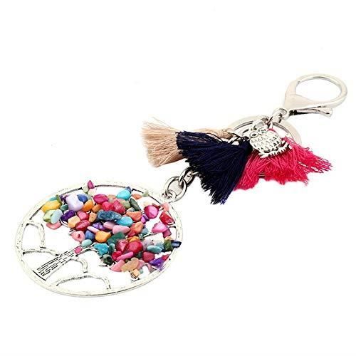 1 Porte Cles En Gravier Naturel Avec Pompon Pour Sac A Main Porte