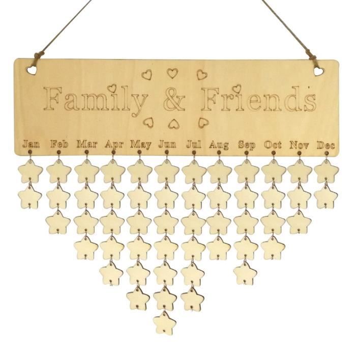 Famille Amis Anniversaire Rappel Tableau Plaque A Suspendre En Bois Diy Calendrier Home Decoration Murale 6977 Cdiscount Maison