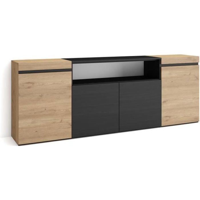 Buffet Bahut Enfilade Meuble de Séjour 200x35x75cm Chêne et noir RF2288 Buffet Bahut Enfilade Meuble de Séjour 200x35x75cm Chêne et noir RF2288