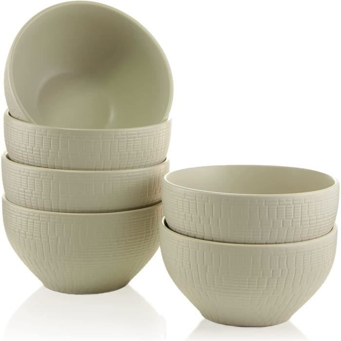 Saladier Plastique CREOFANT Lot De 6 Bols Céramique Multicolores - Soupe, Céréales, Glace Bol Petit Dejeuner