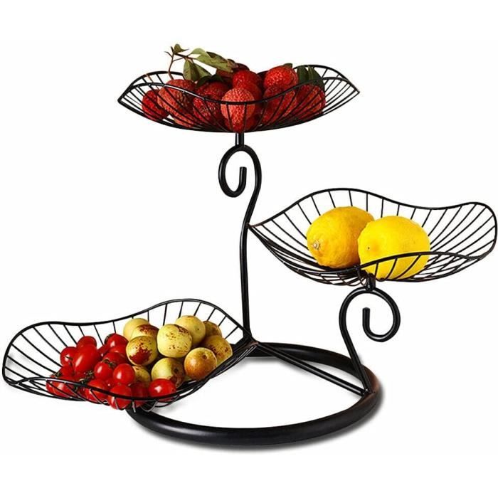 Corbeille à Fruits 3 étages En Métal Blanc - Panier à Légumes Amovible, Design élégant Pour Cuisine Ou Salon - 12