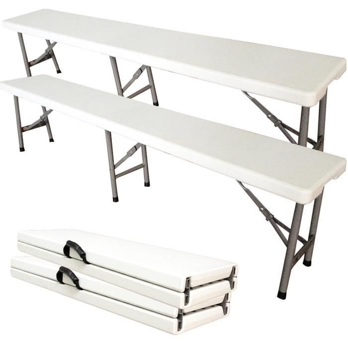 Banc En Plastique Robuste Banc Pliant Transportable 183 X 43 X 30 Cm Blanc Pliable En Deux Pack De 2 Nombre De Places 2 A 4 Achat Vente Banc D Exterieur Banc En Plastique Robuste 183 Cdiscount