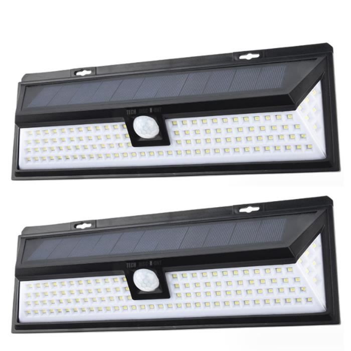 TD® Lot de 2 pièces Lampes LED Eclairage Solaire Extérieur/ Lampe Solaire Étanche Détecteur de Mouvement 3 Modes d’éclairage 270°