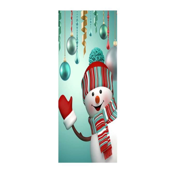 Autocollant De Noël Bonhomme De Neige - Sticker Porte 30x30 Cm, Amovible, Pour Fenêtre, Frigo, Décoration Hiver