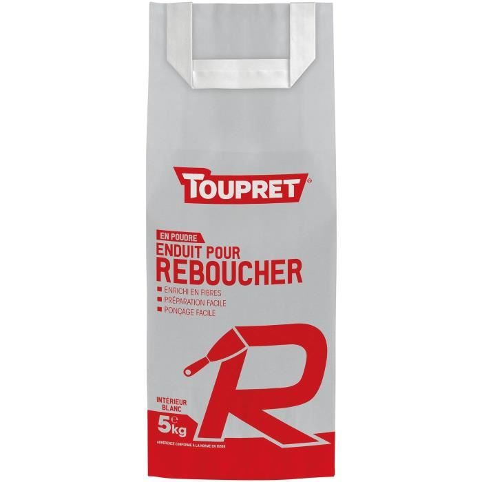 Toupret Enduit de rebouchage - 5 kg - Blanc - Prêt à lemploi - Intérieur
