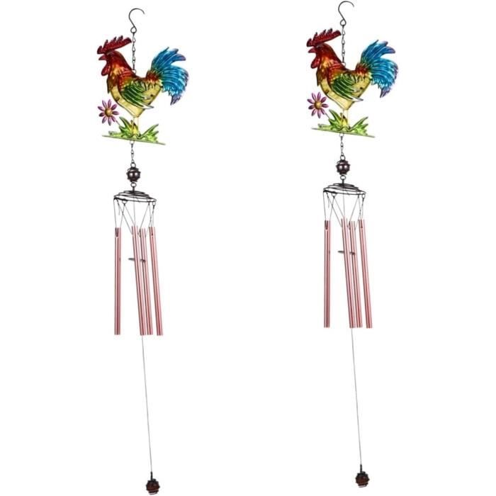 Lot De 2 Carillons Éoliens De Jardin - Cloches Bronze Antique Avec Corde De Chanvre - Décoration Suspendue Extérieure, Fenêtre Ou Murale - Sons Apaisants