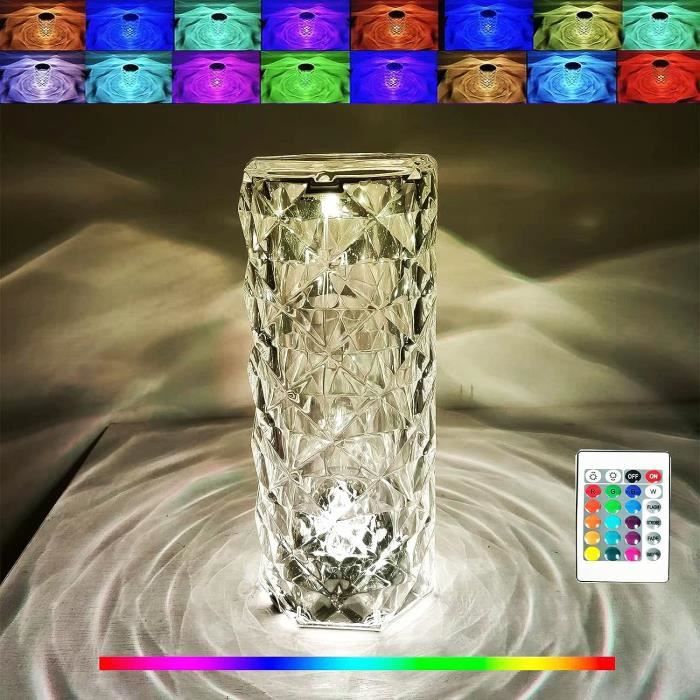 Lampe de table à contrôle tactile 16 couleurs cristal éclairage