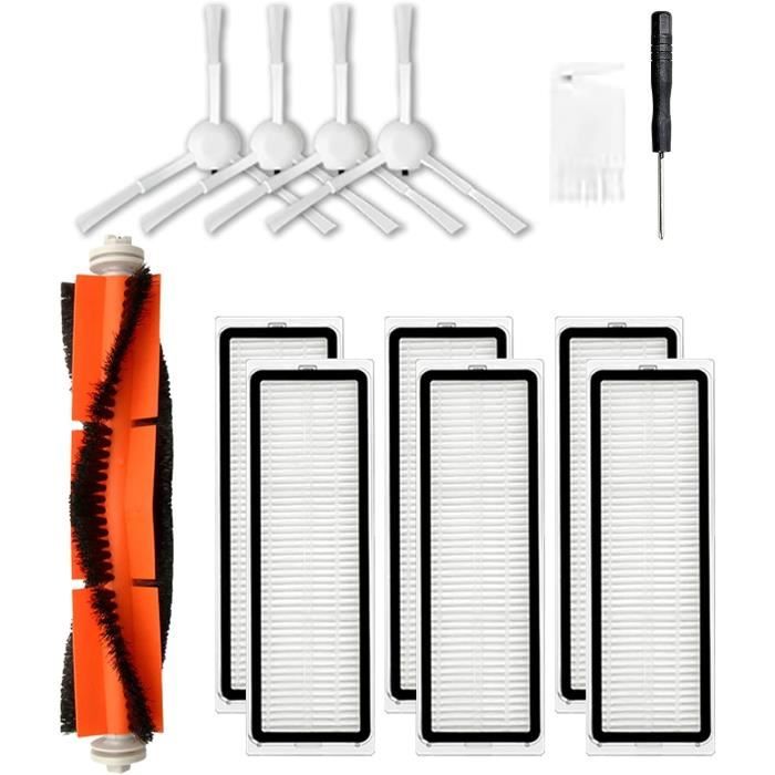 HRobotic Accessoires Kit D'accessoires Pour Ecovacs Deebot 600, 601, 605 (3 Filtres, 4 Brosses Latérales, 1 Brosse Principale