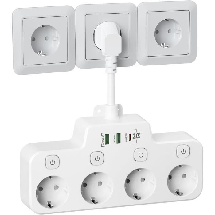 Multiprise Électrique À 4 Prises, Commutable Individuellement, Usb ...