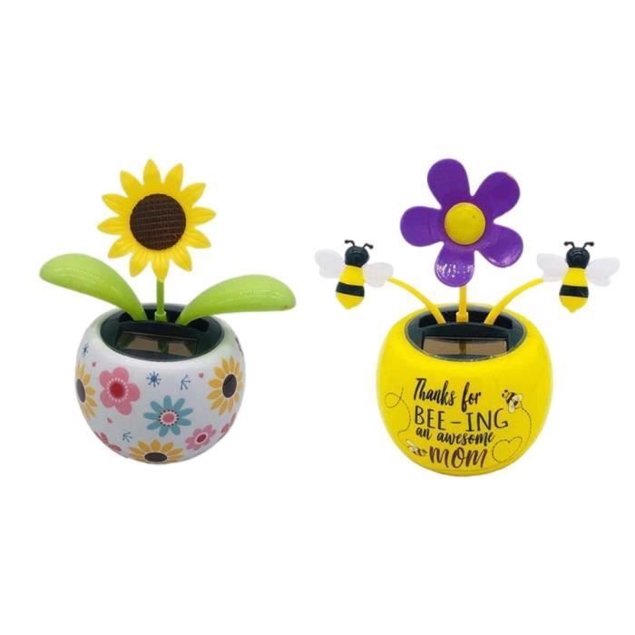 Fleur Solaire Qui Danse Pour Tableau De Bord De Voiture - Décoration Animée écolo, Sans Piles