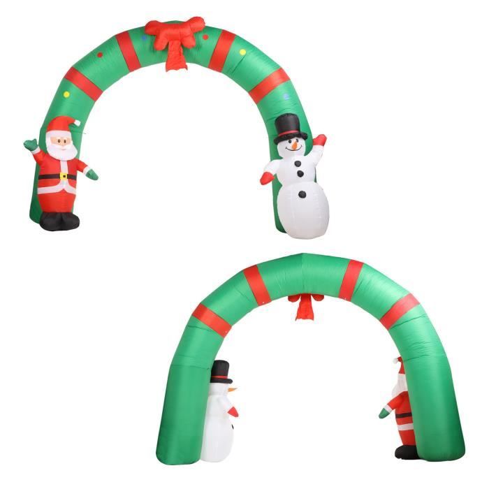 Décoration Gonflable De Noël 9 Pieds - Père Noël, Bonhomme De Neige, Arc-en-ciel Avec LED - Pour Jardin Et Fêtes