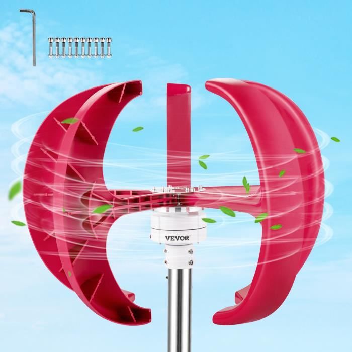 Turbine Éolienne Lanterne 100W - VEVOR - 12V Kit Générateur Éolienne Axe Vertical 5 Pales